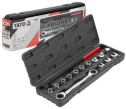 KOMPLET ZESTAW KLUCZY Z GRZECHOTKĄ DO NAPINACZY 15el. YATO YT-06279