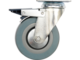 KÓŁKO SKRĘTNE 125MM Z SZARĄ GUMĄ I HAMULCEM VOREL 87384