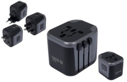 UNIWERSALNY ADAPTER PODRÓŻNY PRZEJŚCIÓWKA Z ŁADOWARKĄ 2x USB WTYCZKA USA UK CHINA EU PL 110-240V YATO YT-81301