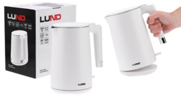 CZAJNIK ELEKTRYCZNY STAL NIERDZEWNA 1,5L 2200W COOL TOUCH BIAŁY LUND 68207