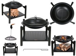 PALENISKO OGRODOWE STALOWE Z DREWUTNIĄ OGNISKO GRILL 58X58X55cm LUND 99914