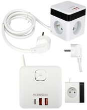 PRZEDŁUŻACZ ELEKTRYCZNY KOSTKA Z USB 3 GNIAZDA Z/U 1,5M STHOR 72480 