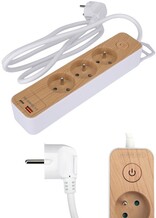 PRZEDŁUŻACZ USB LISTWA ZASILAJĄCA 3 GNIAZDA IMITACJA DREWNA STHOR 72343