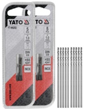 2x 5szt. WIERTŁA DO METALU STALI NIERDZEWNEJ INOX i ŻELIWA HSS PREMIUM 1mm YATO YT-44202